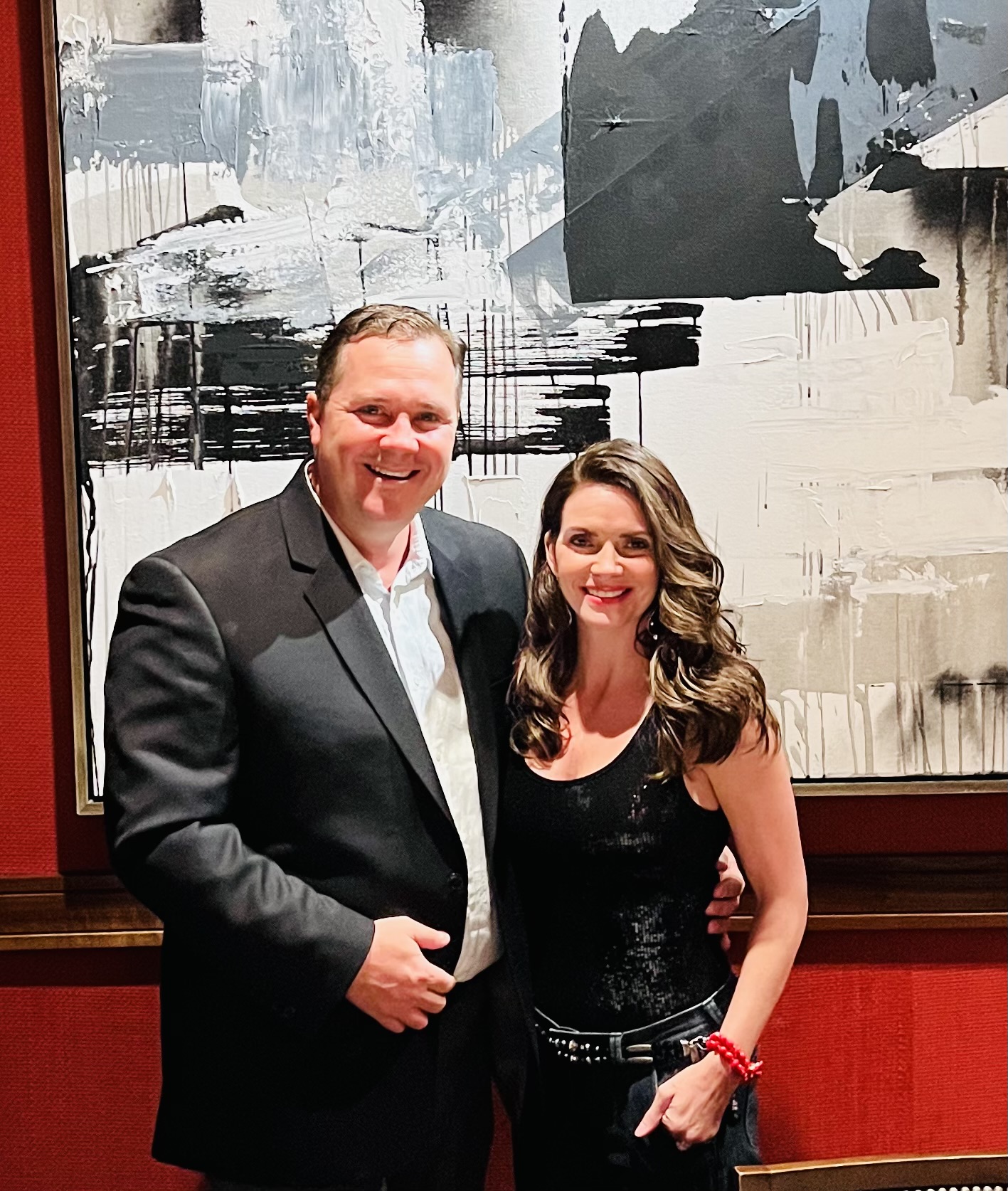 Elizabeth and Chuck dressed up for a night out